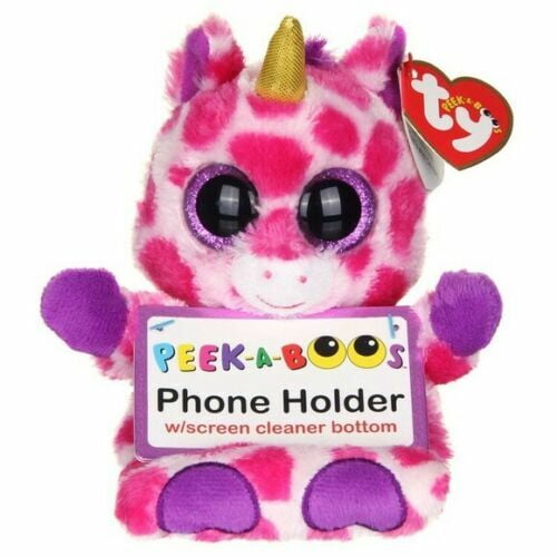 Ty Peek-a-boos - UNI the Unicorn Giraffe Phone Holder 6" Plush MWMT (BONUS 1 TY CARD & 1 FUN CHOPS)