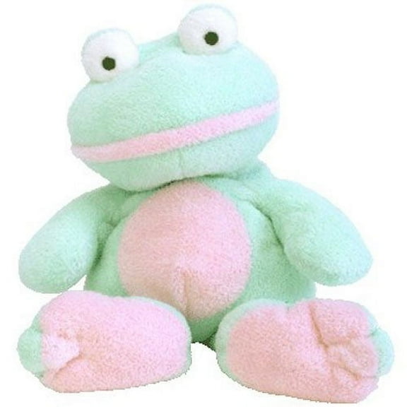 Ty Pluffies GRINS the Frog  (Green Pink)(10 inch) Soft Plush