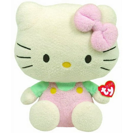 Ty Pluffies Hello Kitty Pink Overalls With Mint Shirt