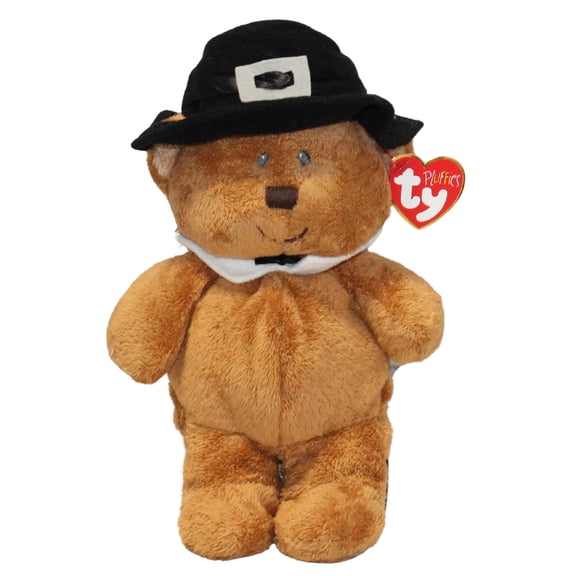 Ty Pluffies - Lil Pilgrim the Brown Teddy Bear – Thanksgiving - Stuffed Animal