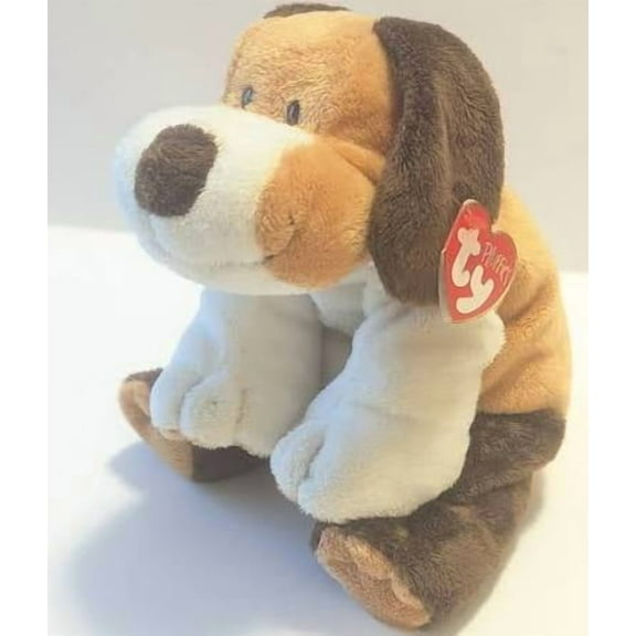 Ty Pluffies - Whiffer Dog Plush Brown Puppy Dog Tylux Floppy Vintage Toy (BONUS 1 FUN CHOPS)