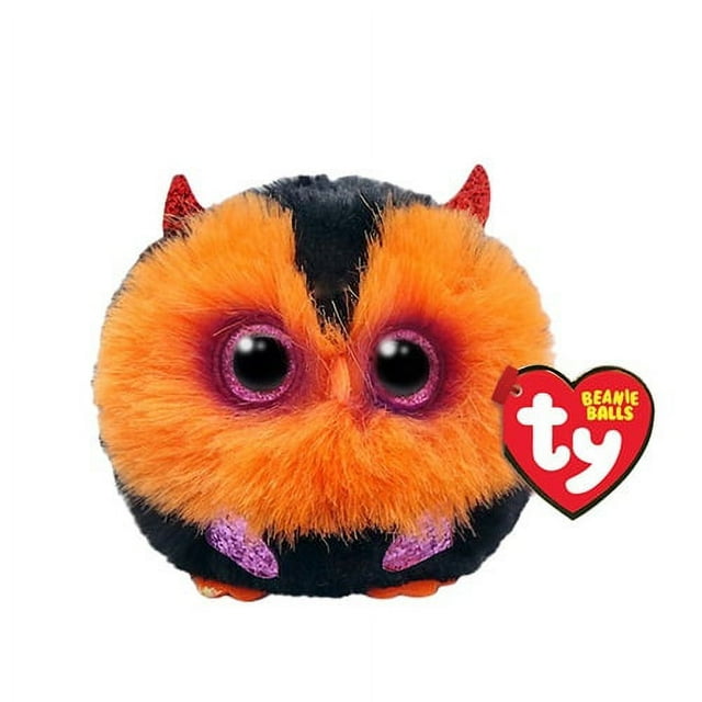 Ty Puffies (Beanie Balls) WHODINI the 2023 Halloween Orange Owl (4 inch) Stuffed Puff Ball