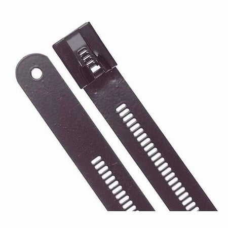 Cable Tie, 12 in L, 4 in Max Bundle Dia., Black, 316 Stainless Steel, 250 lb Strength, 10 PK