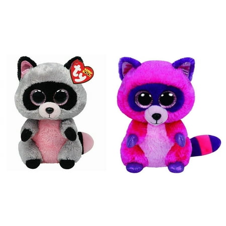 Ty Rocco & Roxie the Raccoons Set of 2 Beanie Boos Stuffed Animal Plush Toy