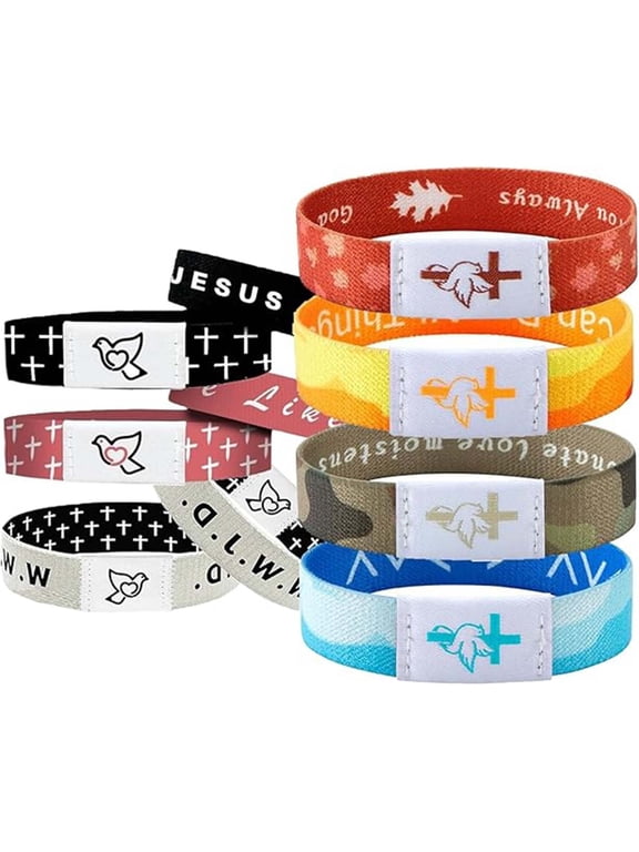 7 Pack NFC Christian Bracelets Tap-to-Read Daily Bible Verse Fabric Wristbands for Adults
