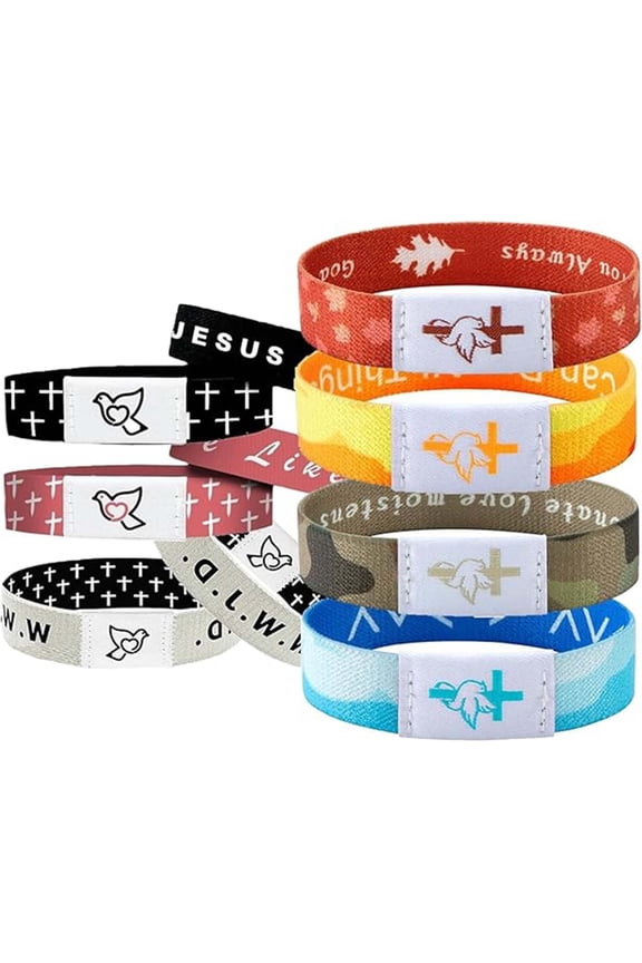 7 Pack NFC Christian Bracelets Tap-to-Read Daily Bible Verse Fabric Wristbands for Adults