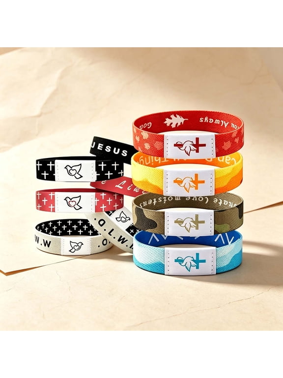 7 Pack Stretch Fabric NFC Bracelets Tap Access Daily Personalized Bible Verses Wristbands