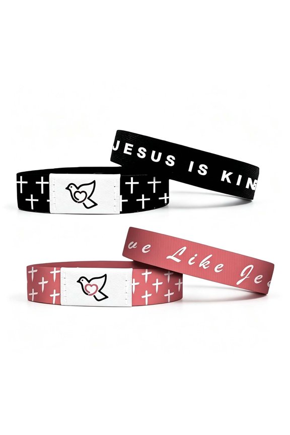 NFC Tap Bible Verse Bracelets 2 Pack Soft Fabric Religious Wristbands Holiday Gift Set