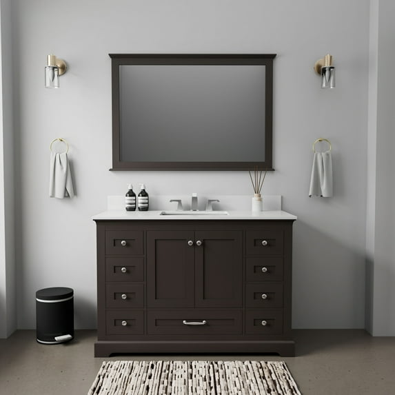 Tybee 48 in W x 22 in D Espresso Single Bath Vanity and Cultured Marble Top