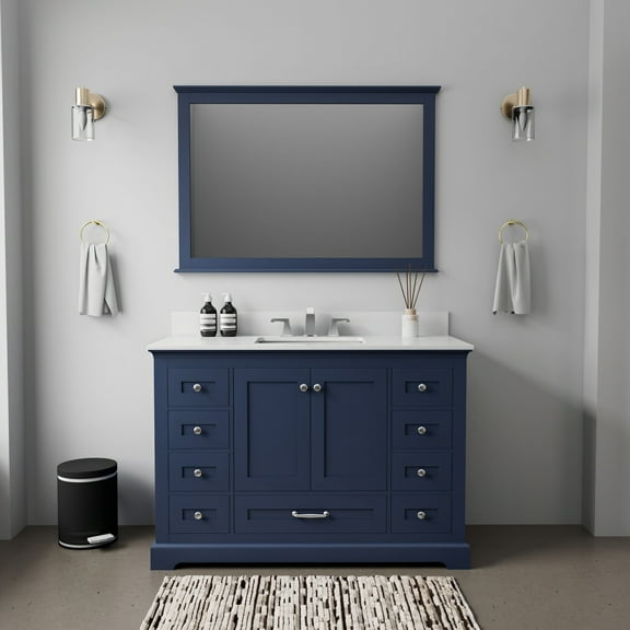 Tybee 48 in W x 22 in D Navy Blue Single Bath Vanity and White Quartz Top