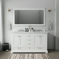 Tybee 60 in W x 22 in D White Double Bath Vanity, Cultured Marble Top and 58 in Mirror