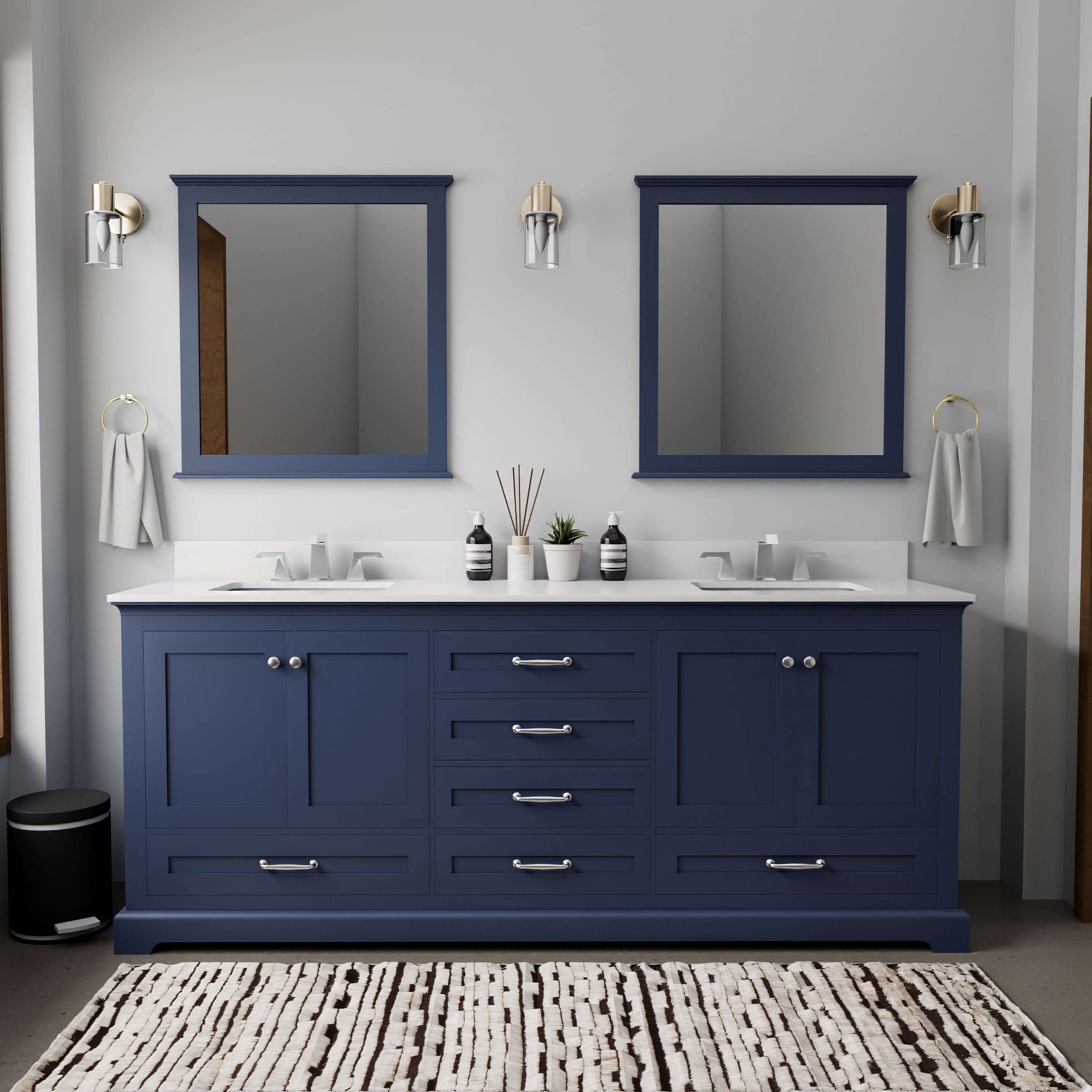 Tybee 80 in W x 22 in D Navy Blue Double Bath Vanity and Cultured ...