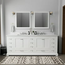 Tybee 84 in W x 22 in D White Double Bath Vanity, Cultured Marble Top and 34 in Mirrors