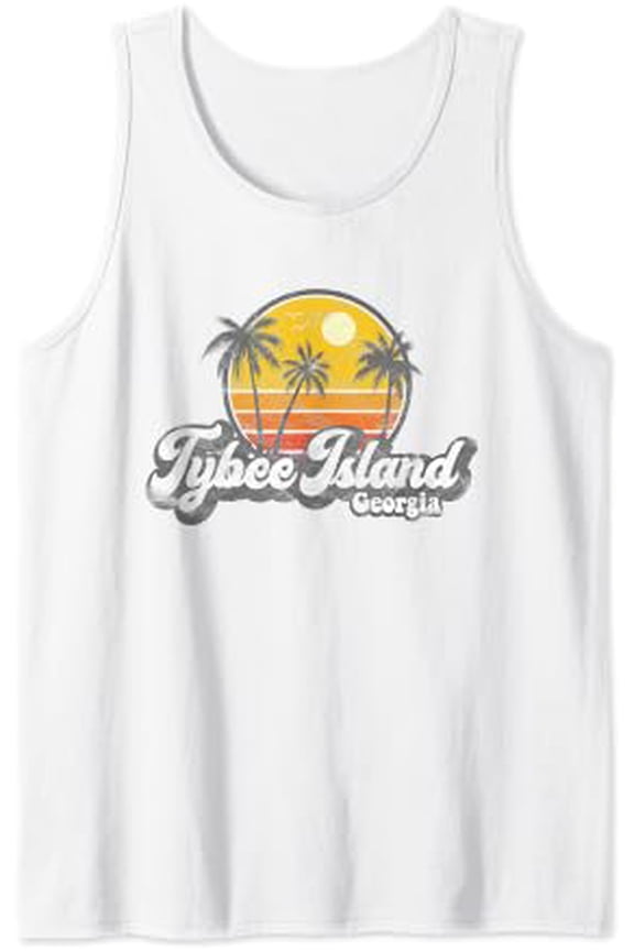 Tybee Island Ga Retro 70'S Vintage Surfer Tank Top Size S-3XL