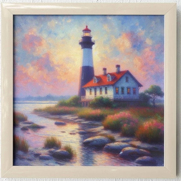 Tybee Island Lighthouse Coastal Poster, Unframed Size 12x18