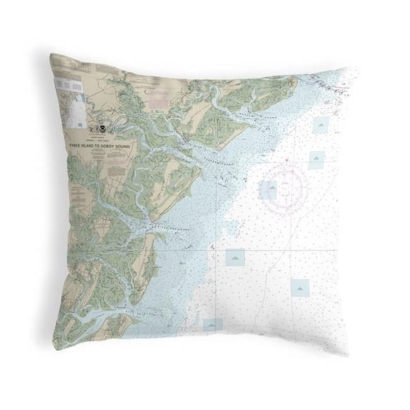 Tybee Island to Doboy Sound, GA Nautical Map Noncorded Indoor & Outdoor Pillow - 18 x 18 in.