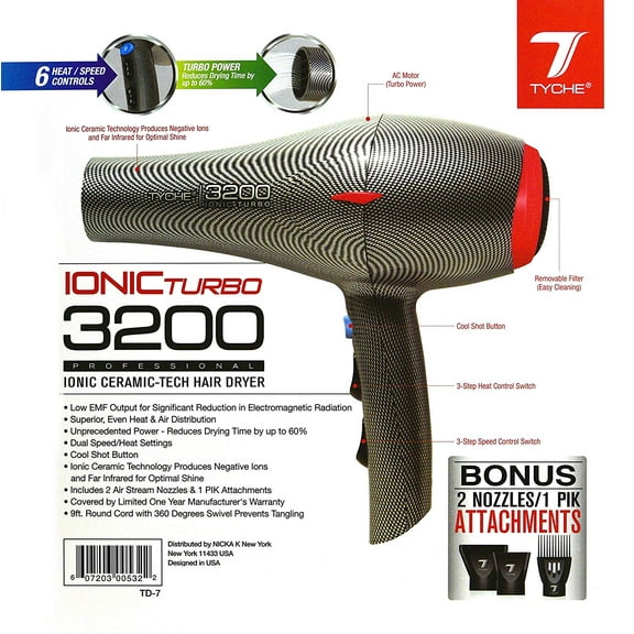 Tyche Ionic Turbo 3200 Professional Hair Dryer TD-7