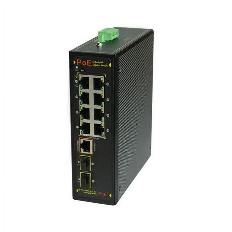 MokerLink Store - 10-Ports Gigabit Uplink 100M 8-Ports PoE Industry Switch