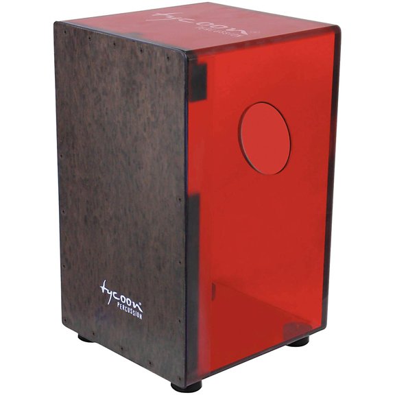 Tycoon Cherry Red Acrylic Cajon Black Makah Burl Front Plate - TKXCR-29