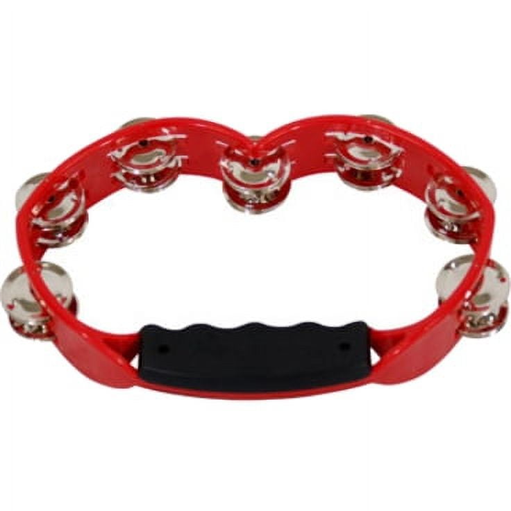 Tycoon Red Plastic Hand-Held Tambourine Bright Steel