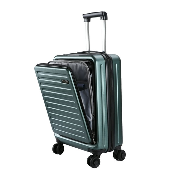 TydeCkare 20 Inch Carrry On Luggage with Front Zipper Pocket & Expandable, 37-41L, Lightweight ABS+PC Hardshell Suitcase with TSA Lock & Spinner Silent Wheels, Convenient for Trips, Dark Grey