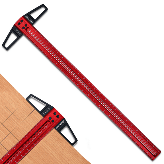 Tydeey 24 Inch T-Square Ruler, Aluminum Alloy Woodworking Measuring Tool