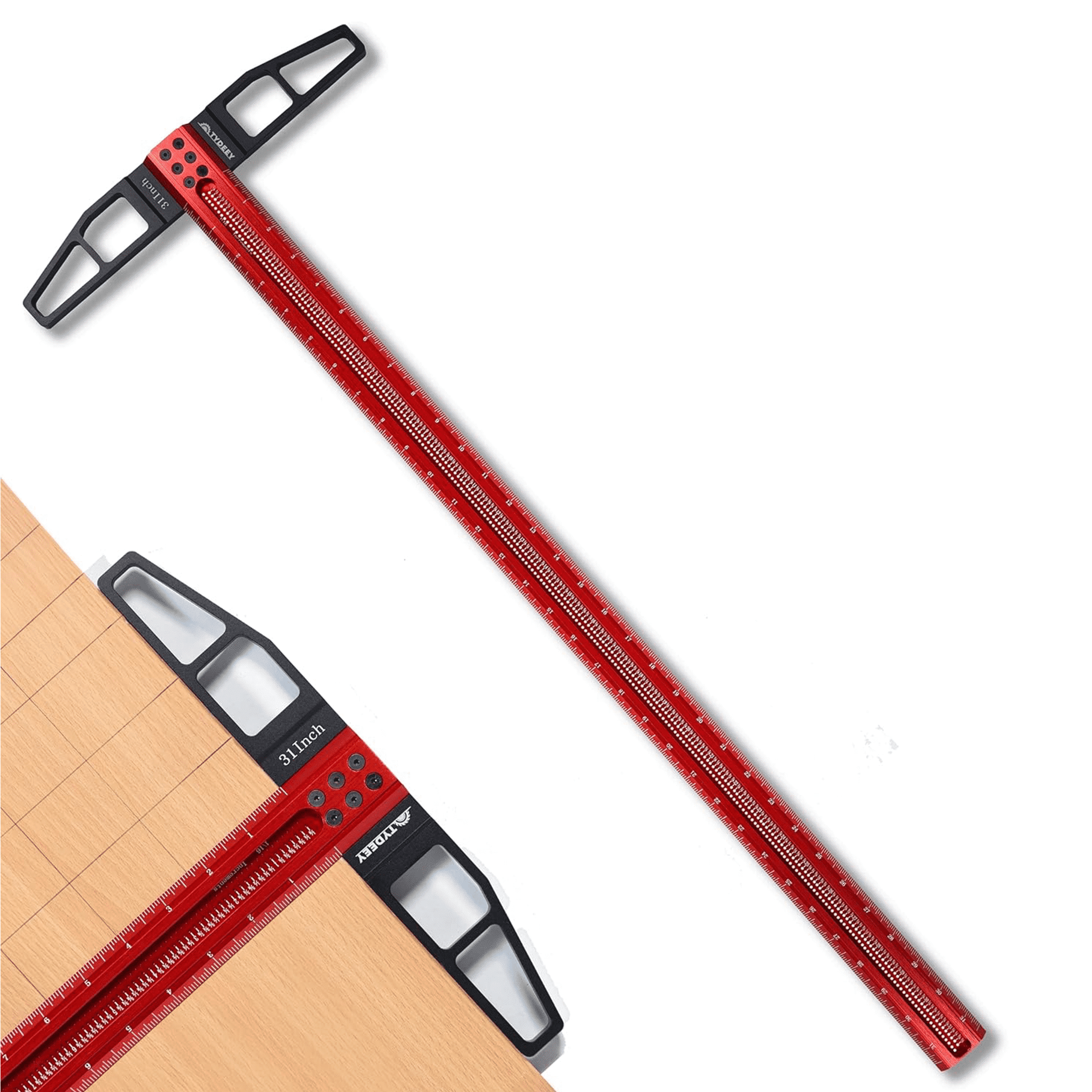 Tydeey 31 Inch T-Square Ruler, Aluminum Alloy Woodworking Measuring ...