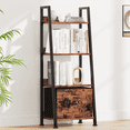 thumbnail image 1 of Tydimor 4-Tier Ladder Bookshelf With Drawer, Leaning Bookcase Storage Display Shelf,Rustic Brown, 1 of 7