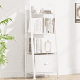 thumbnail image 1 of Tydimor 4-Tier Ladder Bookshelf With Drawer, Leaning Bookcase Storage Display Shelf, White, 1 of 8