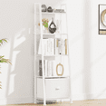 thumbnail image 1 of Tydimor 5-Tier Ladder Bookshelf With Drawer, Leaning Bookcase Storage Display Shelf, White, 1 of 7
