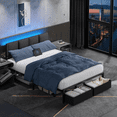 thumbnail image 1 of Tydimor Full Upholstered Sturdy Metal Bed Frame with LED Lights, 2 Storage Drawers & Charging Station, 1 of 9