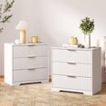 thumbnail image 1 of Tydimor Modern Bedside Table with 3 Drawers, Nightstands with Fluted Panels and Gold Handles, Wooden Texture Accent Storage Cabinets for Bedroom, Living Room, White, Set of 2, 1 of 10