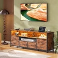 thumbnail image 1 of Tydimor Modern TV Stand for TVs up to 55", Media Console with 6 Drawers for Living Room, Entertainment Center with LED lights & Outlets, Rustic, 1 of 8