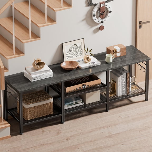 Tydimor Modern TV Stand for TVs up to 65" TVs, Media Console Table for Living Room, Entertainment Center with Storage, Light Black Oak