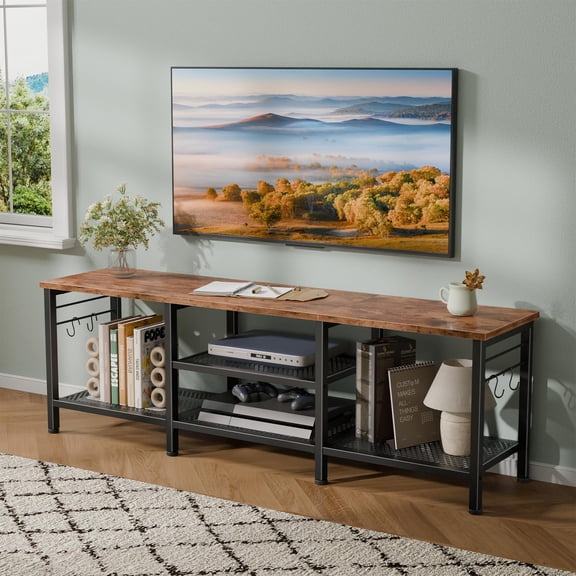 Tydimor Modern TV Stand for TVs up to 65" TVs, Media Console Table for Living Room, Entertainment Center with Storage, Rustic Brown