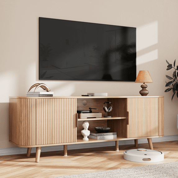 Tydimor TV Cabinet Stands for TVs up to 65", Entertainment Center with Storage Shelf, Media Console Table with Drawers for Living Room