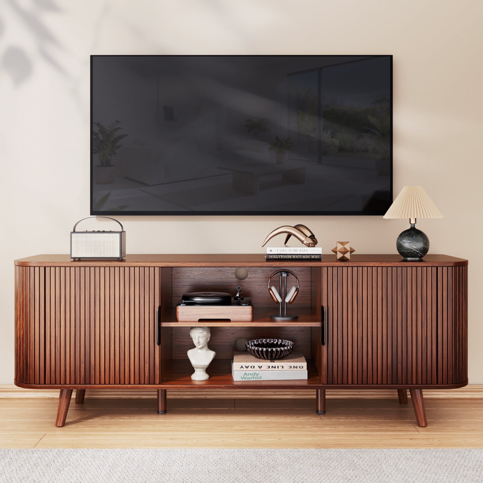 Tydimor TV Cabinet Stands for TVs up to 65", Entertainment Center with Storage Shelf, Media Console Table with Drawers for Living Room