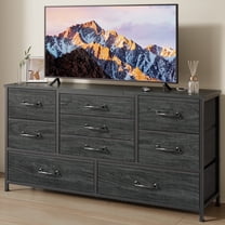 Tydimor TV Stand for 50-55 inch TV, Home Entertainment Center with 9 Drawers, Media Console for Living Room, Black Oak