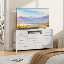 Tydimor TV Stand for TVs up to 55", Media Console for Living Room, Entertainment Center with Cabinet Storage, White