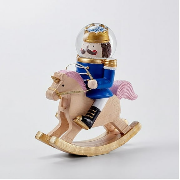 Tydus Nutcracker Rocking Horse Snow Globe Without Music [65 MM] - Blue (Material - Glass)