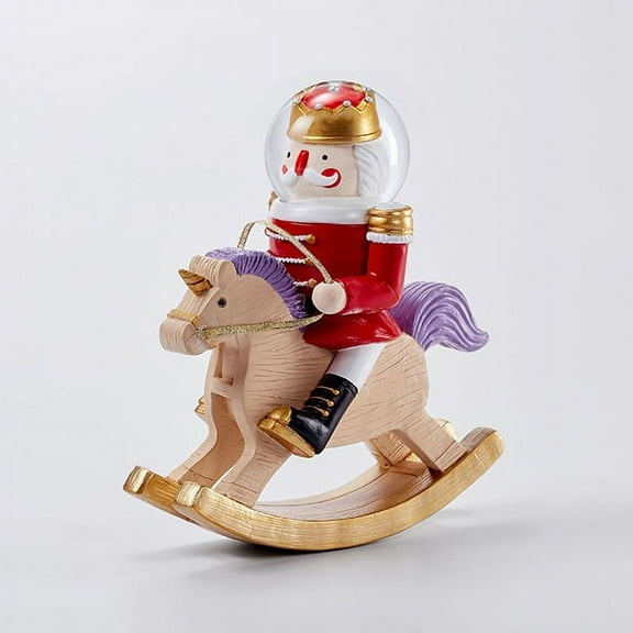 Tydus Nutcracker Rocking Horse Snow Globe without Music [2.6 Inch / 65 MM] - Red