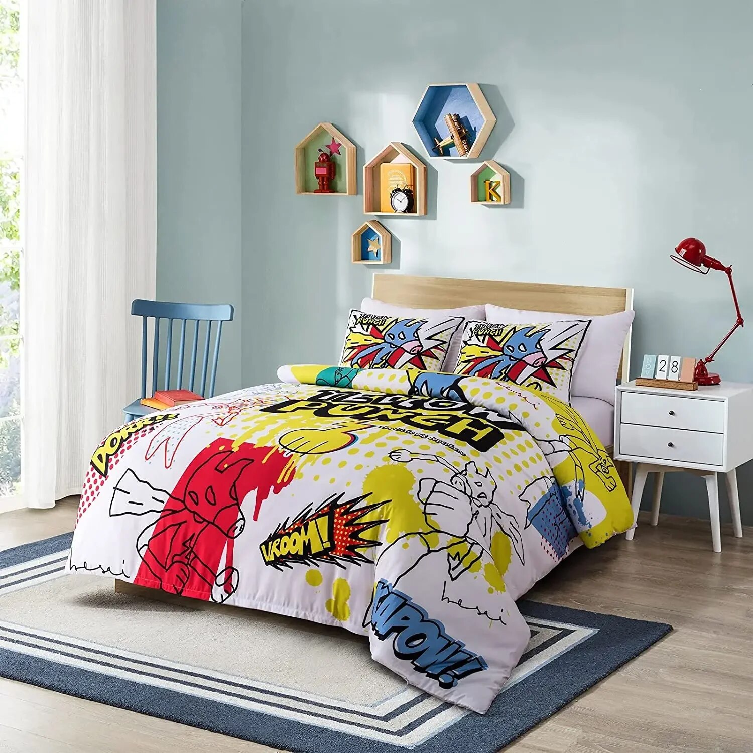 Tye Dye Duvet Cover Yellow Aesthetic Anime Boys Zippered Bedding Sets