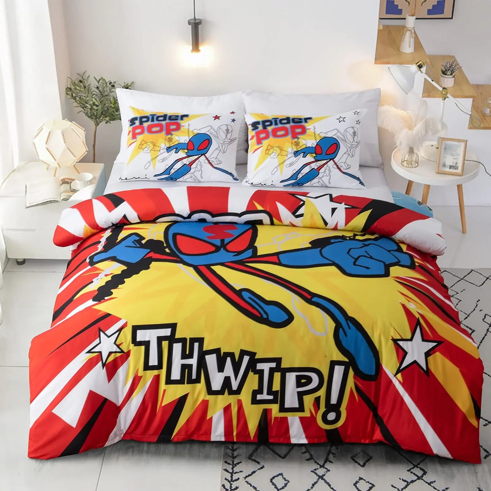 Tye Dye Duvet Cover Yellow Aesthetic Anime Boys Zippered Bedding Sets