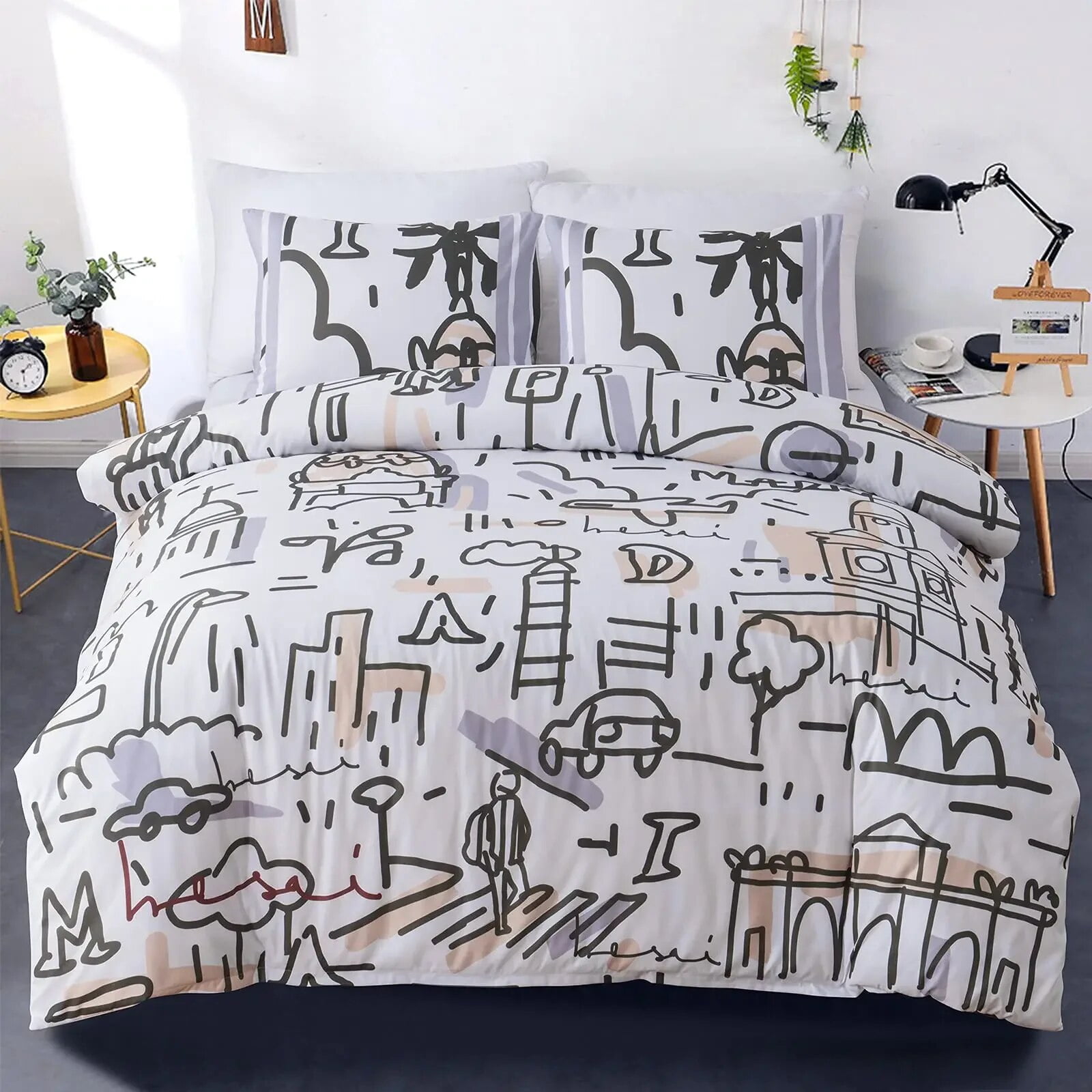 Tye Dye Duvet Cover Yellow Aesthetic Anime Boys Zippered Bedding Sets