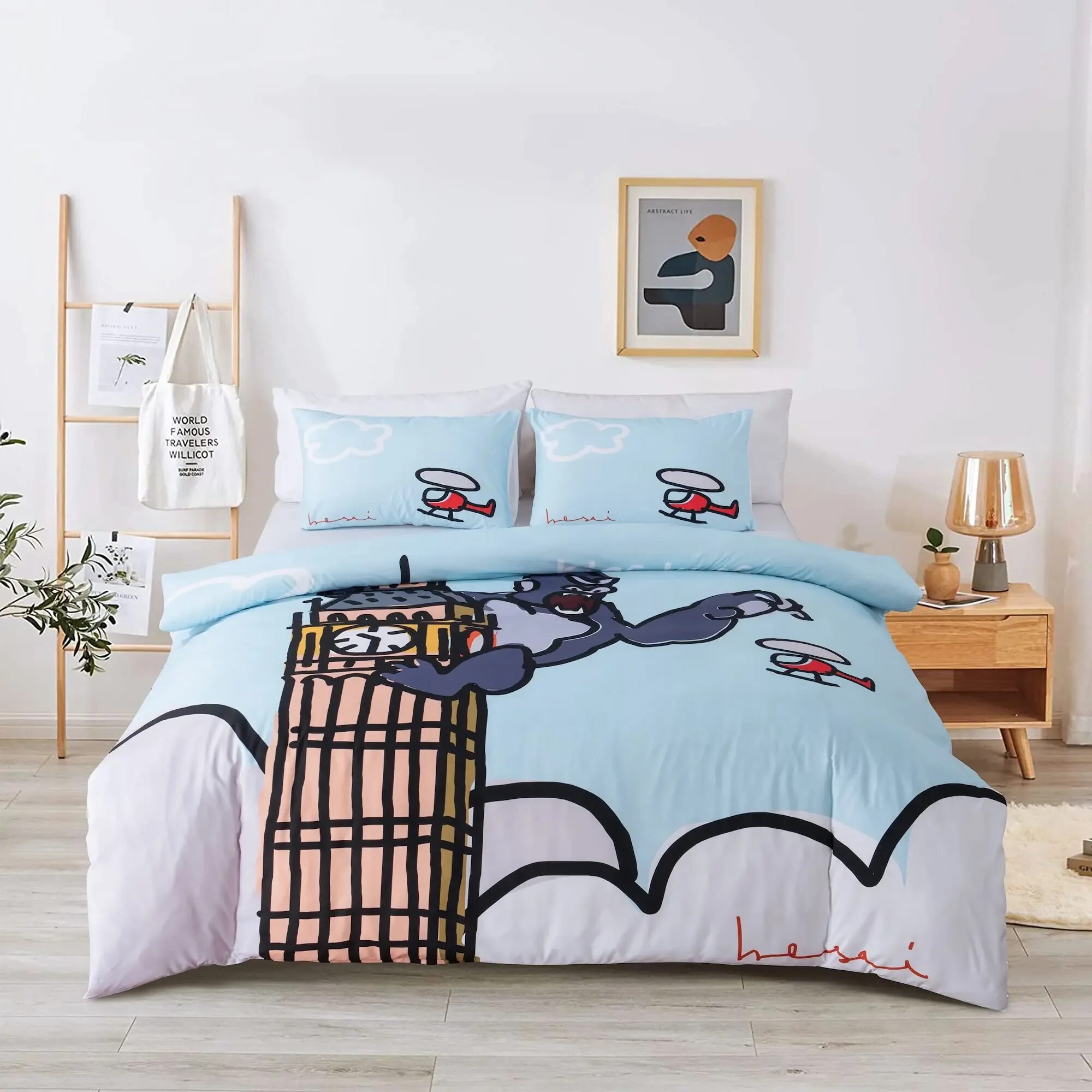 Tye Dye Duvet Cover Yellow Aesthetic Anime Boys Zippered Bedding Sets