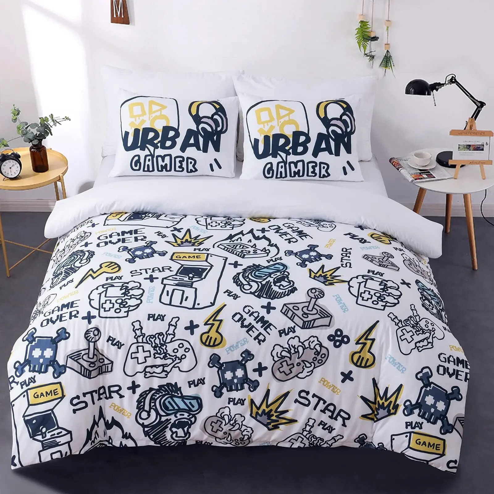 Tye Dye Duvet Cover Yellow Aesthetic Anime Boys Zippered Bedding Sets