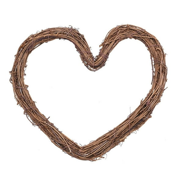 Tyeign 10" Heart Shape Natural Grapevine Wreath Ring, Diy Craft Vine Base for Wedding Home Door Garland, Rustic Country Decoration Ready to Customize, Garland*1
