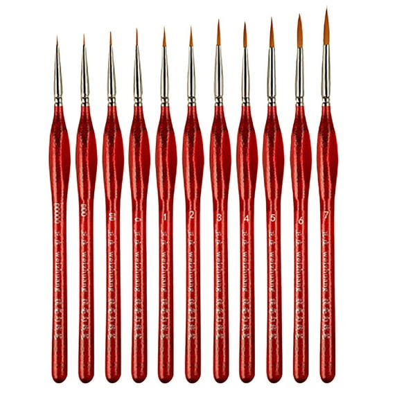 Tyeign 11 Pcs Miniature Detail Paint Brush Set with Wood Handle, Fine Tip Brushes for Acrylic Watercolor Oil Painting, Art Crafts Model Face Painting, 11*Pen