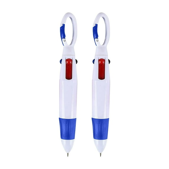 Tyeign 2-Pack Mini 4-In-1 Multicolor Ballpoint Pens with Carabiner Clip, Retractable Blue Black Red Green Ink Keychain Pens for Teacher scholar Party Favor Office Bag, 2 Pens