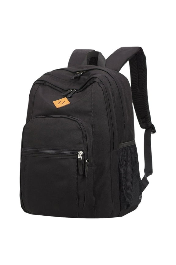 22 L Black Water-Resistant Backpack, 16.5X12X5.1 in College Daypack, 15.6 in Laptop Compartment, Multi-Pocket Organizer, Lightweight Polyester, 3-Year Warranty, A Backpack